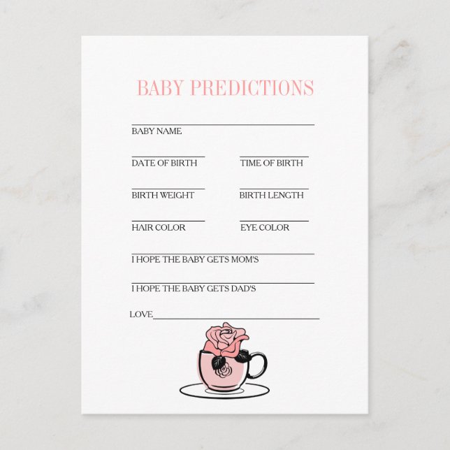 Postal De Anuncios Juego de Predicción para Bebés Baby Shower para Te (Anverso)