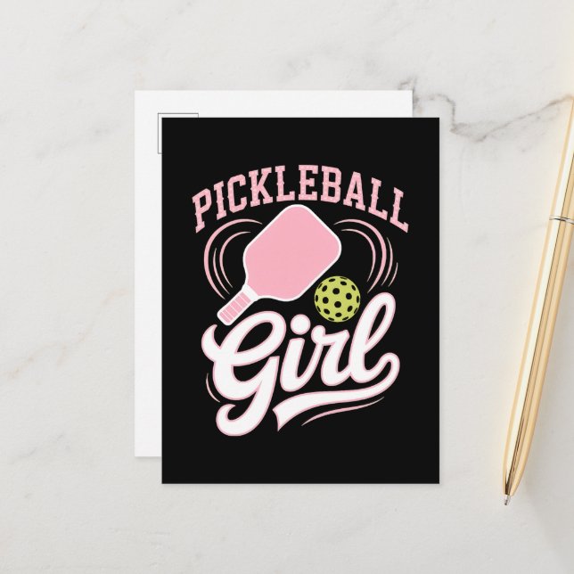 Postal De Anuncios Jugadora de Pickleball Chica (Anverso/Reverso In Situ)