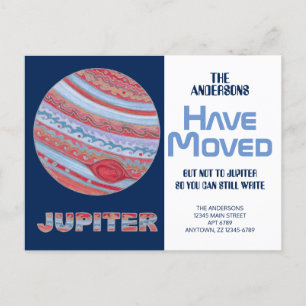 Postal De Anuncios Júpiter Planeta Colorido Divertido Dirección Nueva