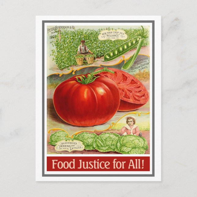Postal De Anuncios Justicia Alimentaria - Tomates de cosecha y Jardín (Anverso)