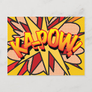 Postal De Anuncios KA-POW Burbuja de Mensaje Divertida Retro