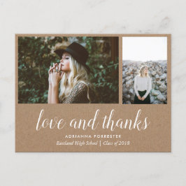 Postal De Anuncios Kraft Paper Gradua Amor Y Gracias | Dos fotos