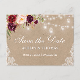 Postal De Anuncios Kraft Rústica alumbra frases floral de encaje salv