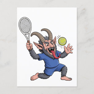 Postal De Anuncios Krampus espeluznante jugando tenis Navidad