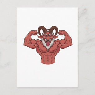 Postal De Anuncios Krampus Navideño Malvado Flexionando Músculos Fitn