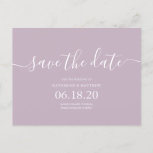 Postal De Anuncios La actual boda de Lilac Script Guardar la fecha