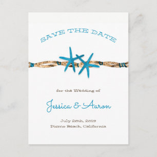 Postal De Anuncios La aguamarina estrellas de mar y cuerda ahorra la