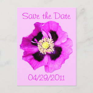 Postal De Anuncios La amapola oriental 'Save the Date' rosa de la pos