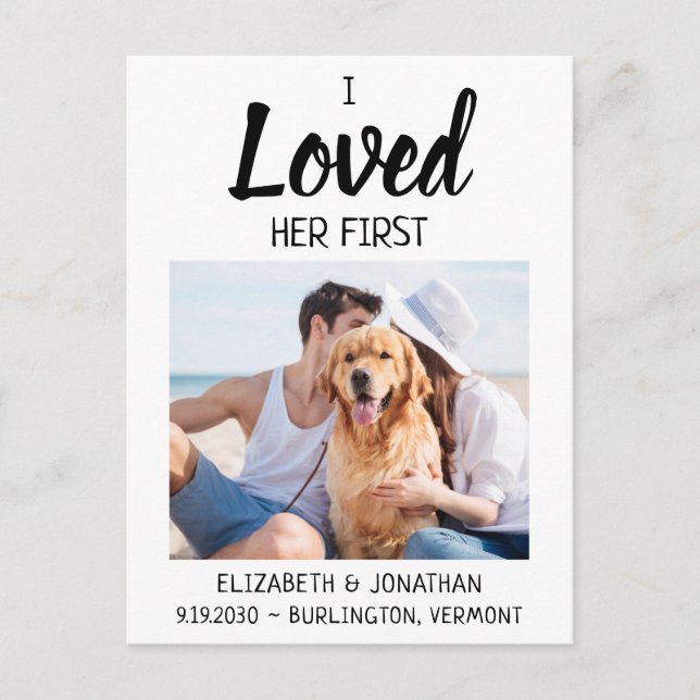Postal De Anuncios La Amé Primero Foto Perro Boda Save The Date (Anverso)
