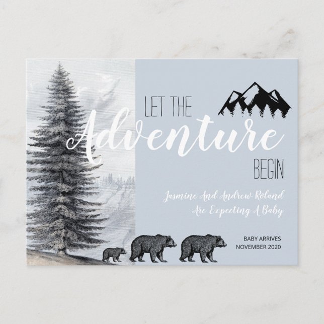 Postal De Anuncios La aventura espera a los osos rústicos del bosque  (Anverso)