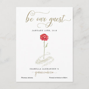 Postal De Anuncios La Bella y la Bestia Quinceañera Salvan la Fecha