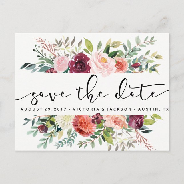 Postal De Anuncios La boda Autum de acuarela clásica salva la fecha (Anverso)