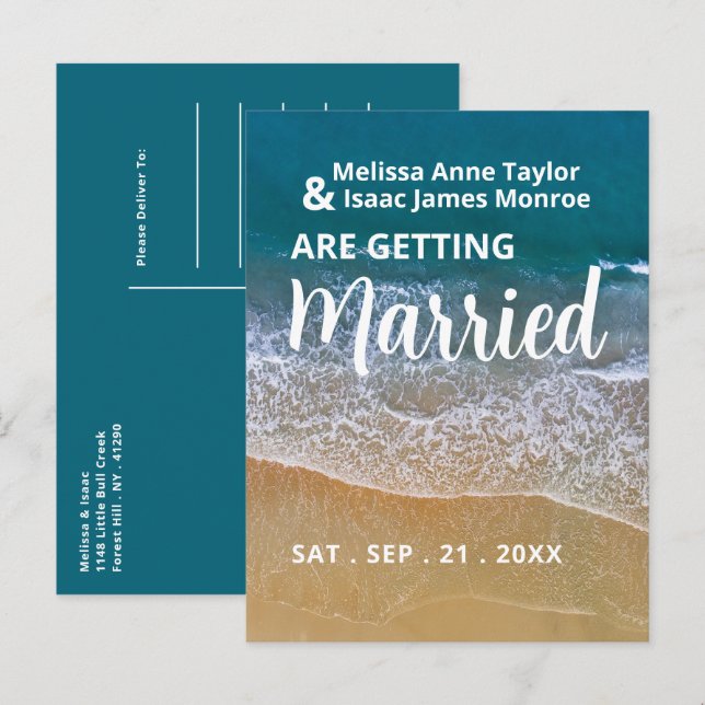 Postal De Anuncios La boda de Blue Sea Beach salva la fecha (Anverso / Reverso)