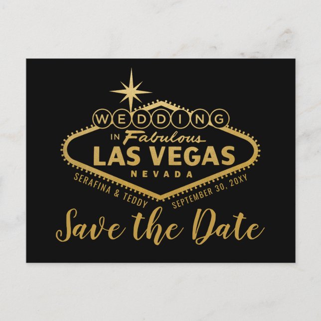 Postal De Anuncios La boda de destino de Las Vegas Guardar la fecha (Anverso)