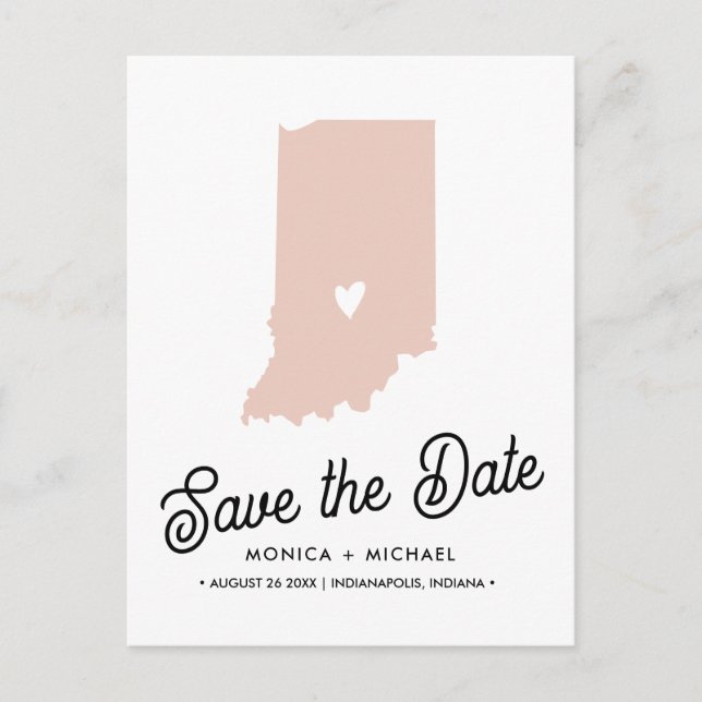 Postal De Anuncios ¡La boda de destino del estado de INDIANA CUALQUIE (Anverso)