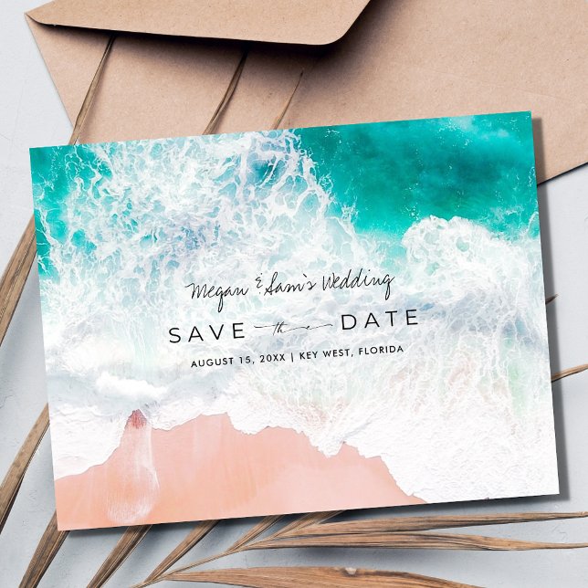 Postal De Anuncios La boda de Florida salva la fecha (Florida Beach Wedding Save the Date Postcard)