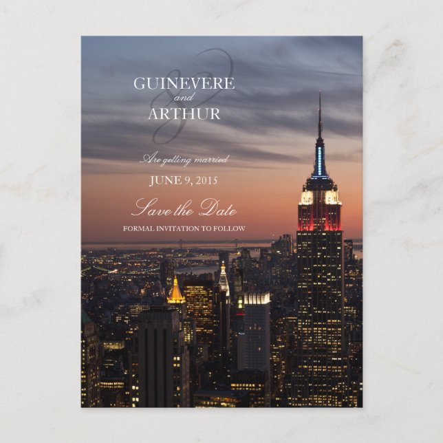 Postal De Anuncios La boda del atardecer de Nueva York en Manhattan s (Anverso)