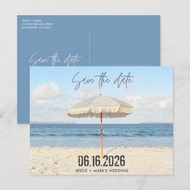 Postal De Anuncios La boda del paraguas de Florida Beach salva la fec (Anverso / Reverso)
