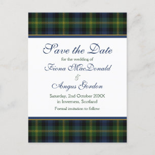 Postal De Anuncios La boda escocesa Gordon Tartan Save the Date