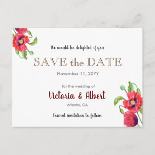 Postal De Anuncios La Boda Floral Silvestre De Los Poppies Rojos Salv