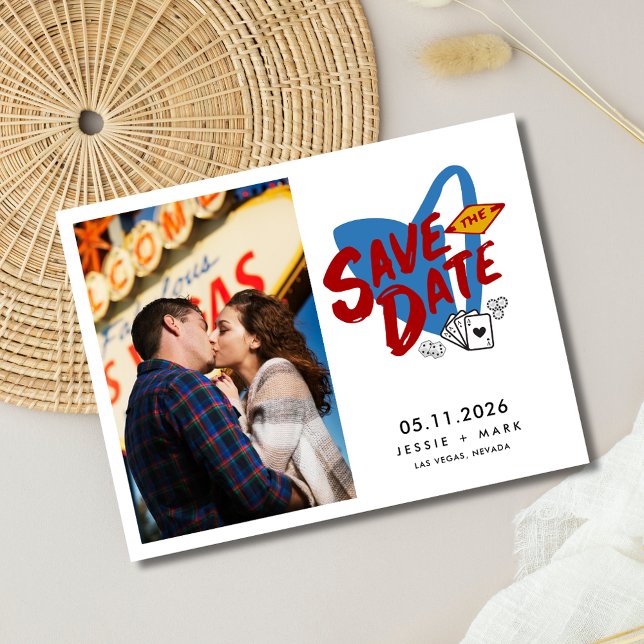 Postal De Anuncios La boda fotográfica de Las Vegas Salvar la fecha (Las Vegas Photo Wedding Save the Date Postcard)