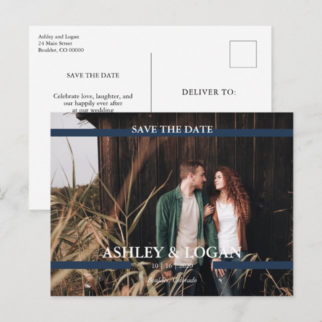 Postal De Anuncios La boda moderna salva la foto de la fecha (Anverso / Reverso)