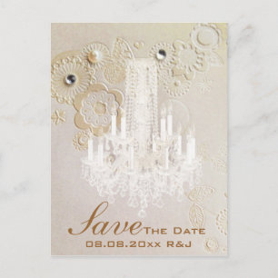 Postal De Anuncios la boda vintage de swirls chandelier salva la fech