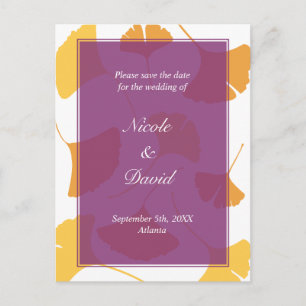 Postal De Anuncios La caída del ginkgo deja la boda púrpura salvo la 
