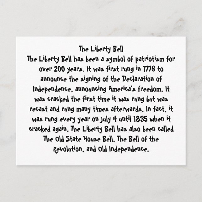 Postal De Anuncios La Campana de la Libertad (Anverso)