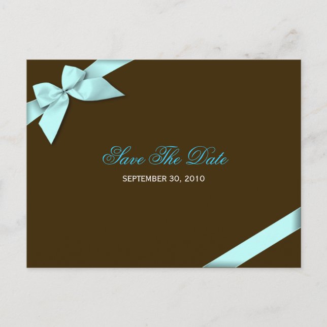 Postal De Anuncios La cinta azul Aqua Save the Date Anunciation (Anverso)