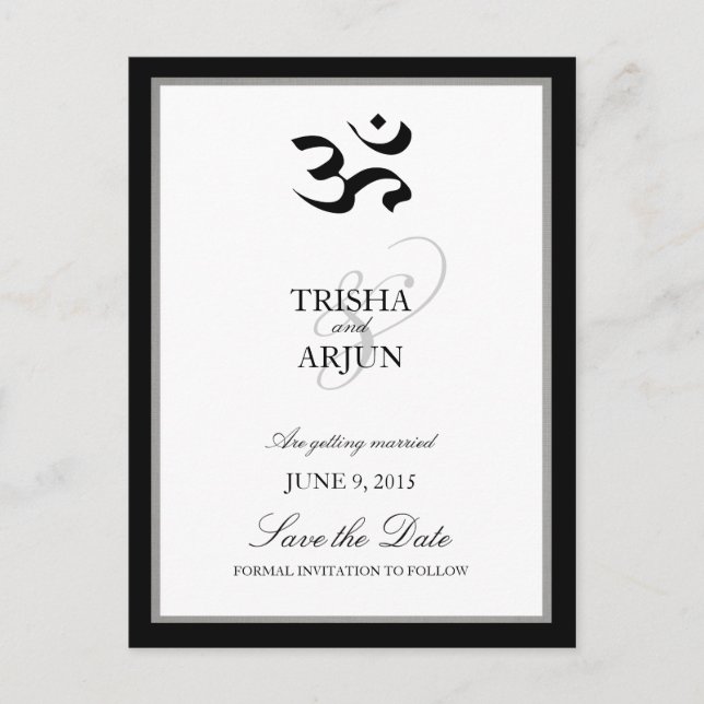 Postal De Anuncios La clásica boda india Om Mantra Save the Date (Anverso)