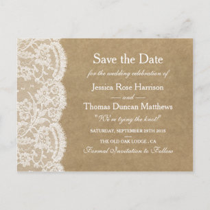 Postal De Anuncios La Colección Boda Kraft & Lace Guarda La Fecha