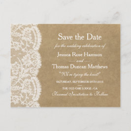 Postal De Anuncios La Colección Boda Kraft & Lace Guarda La Fecha