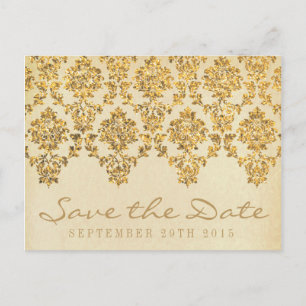 Postal De Anuncios La Colección de Boda Damask Gold Vintage Glam