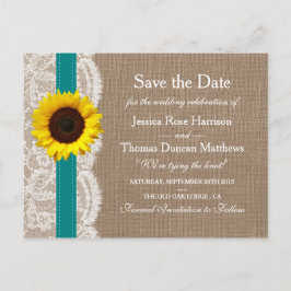 Postal De Anuncios La Colección de Bodas de Girasoles Rústicos - Turq