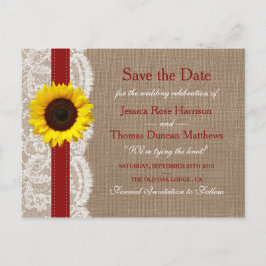 Postal De Anuncios La Colección de Bodas Girasol Rústico - Rojo