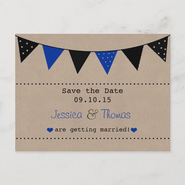 Postal De Anuncios La Colección de Bodas Modern Blue Bunting (Anverso)
