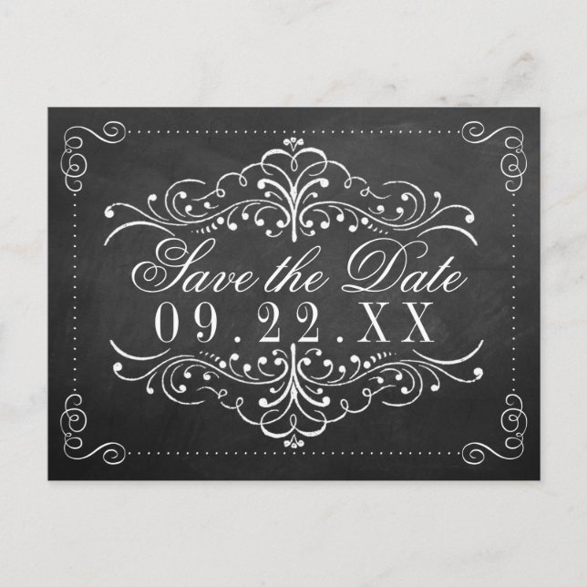 Postal De Anuncios La colección de Bodas Ornate Chalkboard (Anverso)