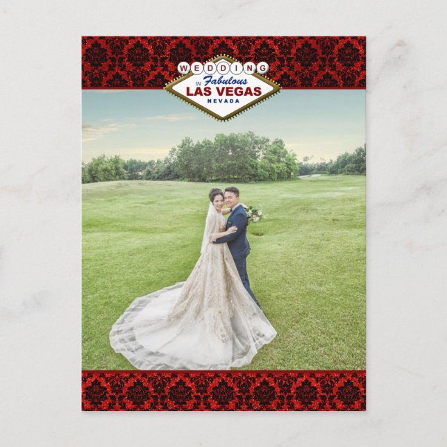 Postal De Anuncios La colección de Bodas Purpurinas Damask Las Vegas (Anverso)