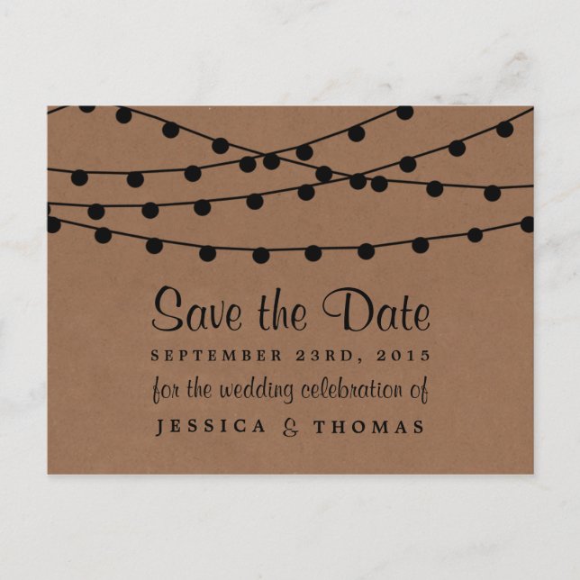 Postal De Anuncios La colección de Bodas Rustic Kraft Lights (Anverso)