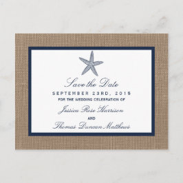 Postal De Anuncios La colección de bodas Starfish Burlap Beach de la 