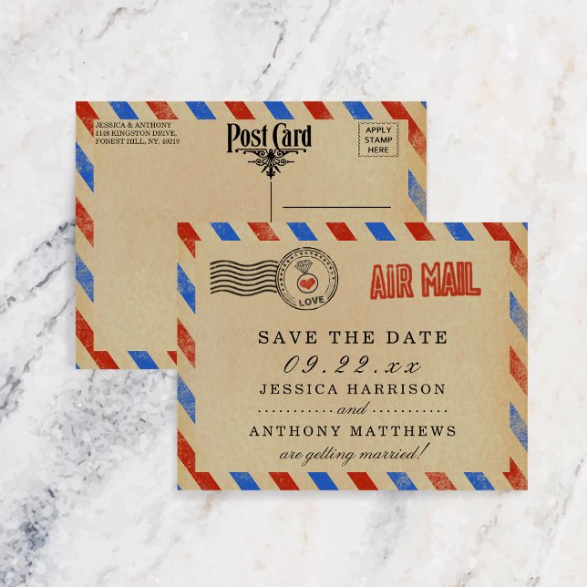Postal De Anuncios La Colección de Bodas Vintage Airmail (Subido por el creador)