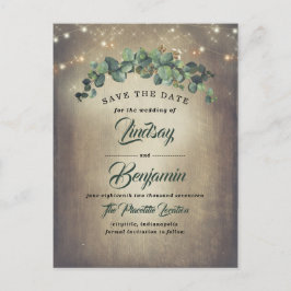 Postal De Anuncios La ecología de Eucalyptus Rustic Save the Date