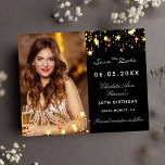Postal De Anuncios La fiesta de cumpleaños de las estrellas de oro ne<br><div class="desc">Una foto Guardar la fecha para un cumpleaños 30 (o cualquier edad) Al frente: Añadir una foto vertical. Un color de fondo negro clásico,  decorado con falsas estrellas doradas. Personalice y agregue un nombre y detalles. Letras blancas. Tanto para él como para ella.</div>