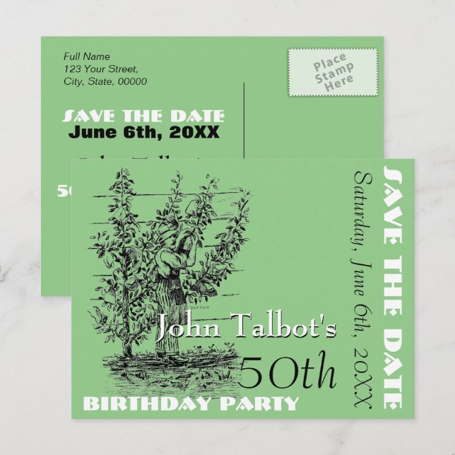 Postal De Anuncios La fiesta de cumpleaños número 50 del jardinero Sa (Anverso / Reverso)