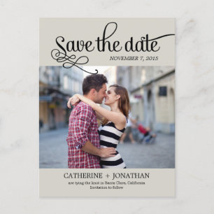 Postal De Anuncios La moderna boda caligráfica salva la fecha - caqui