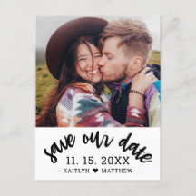 La moderna boda de fotos con escritura negra salva