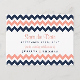 Postal De Anuncios La moderna colección de Bodas Chevron - rosa y mar