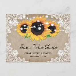 Postal De Anuncios La Rústica Burlap Lace Sunflower Wedding Salva La 