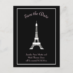 Postal De Anuncios La Torre Eiffel Francesa de Color Blanco Negro sal